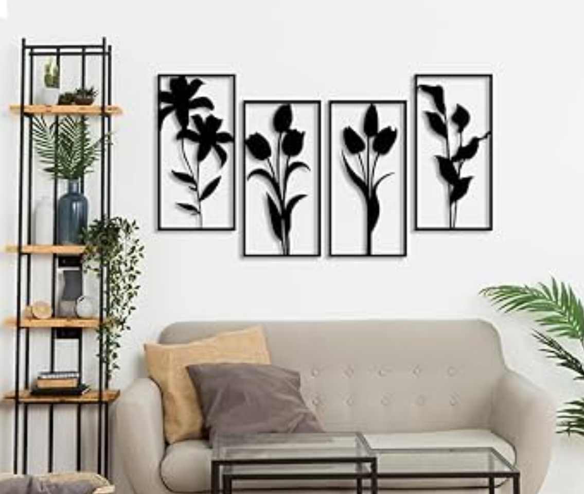 Set of 4 Acrylic Flower Wall Art Panels