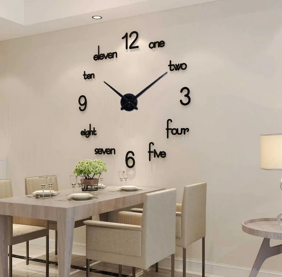 Frameless 3D DIY Wall Clock – Modern Home Decor and Customizable Wall Decoration